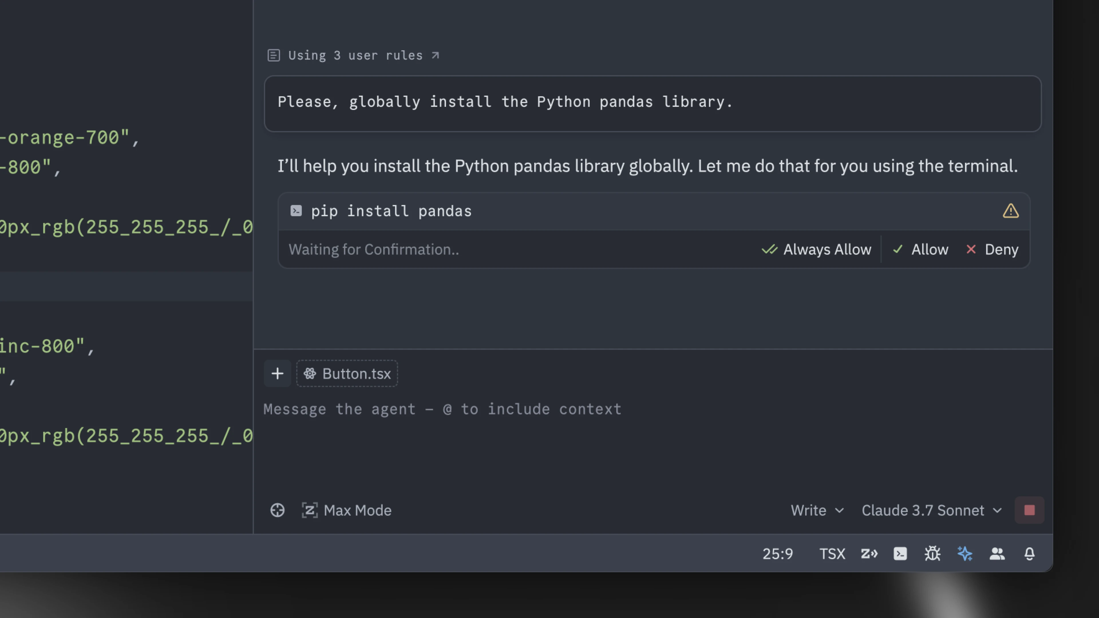 Request for confirmation before running a command.