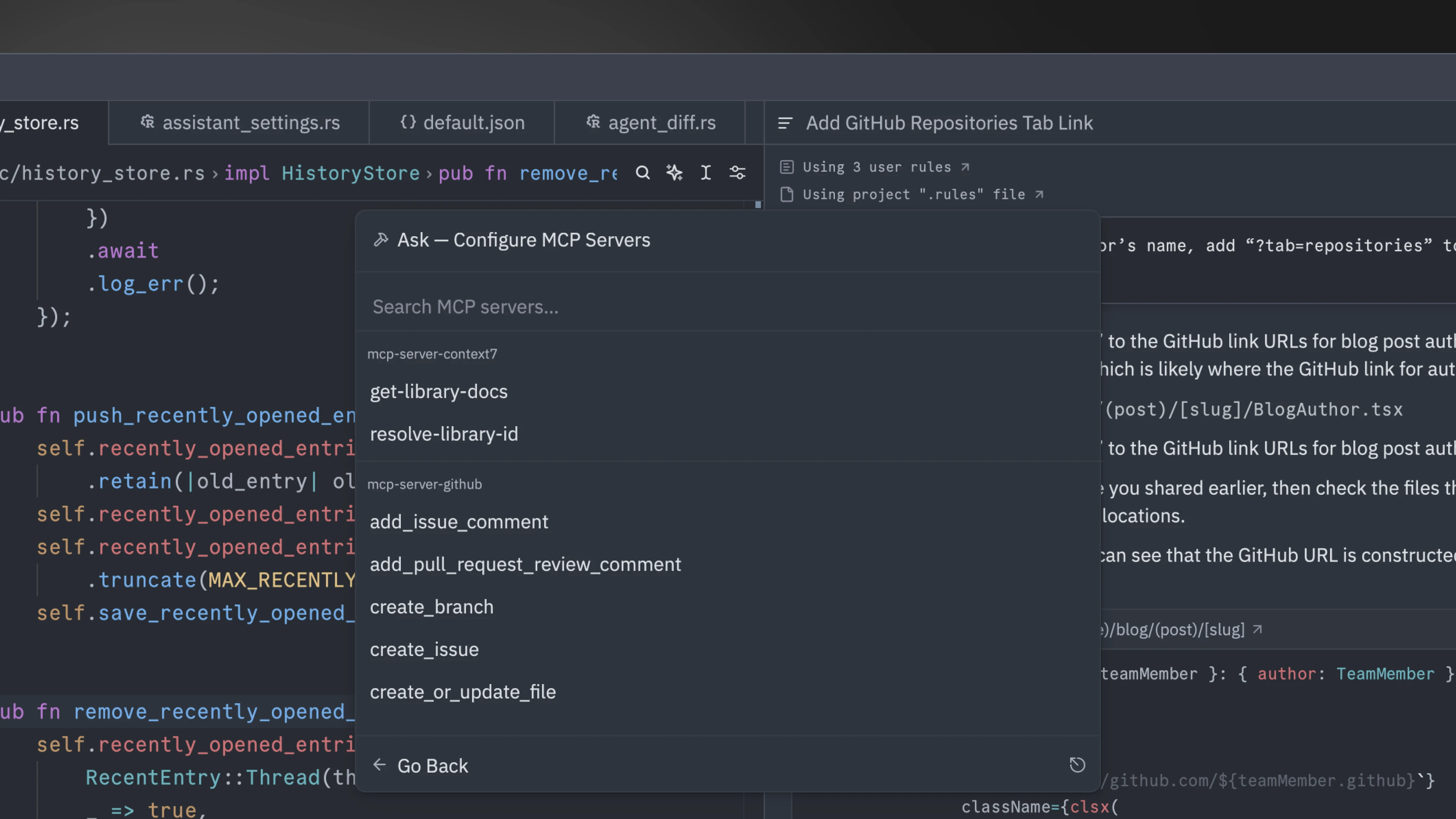 All tools available from each MCP server.